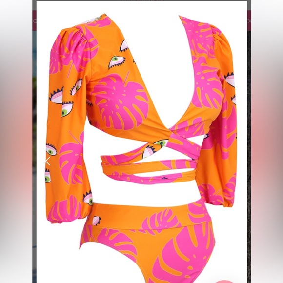 🩷👁️NWOT-SUPER CUTE & FUN ORANGE AND PINK BIKINI SZ M🩷👁️ - Picture 6 of 13